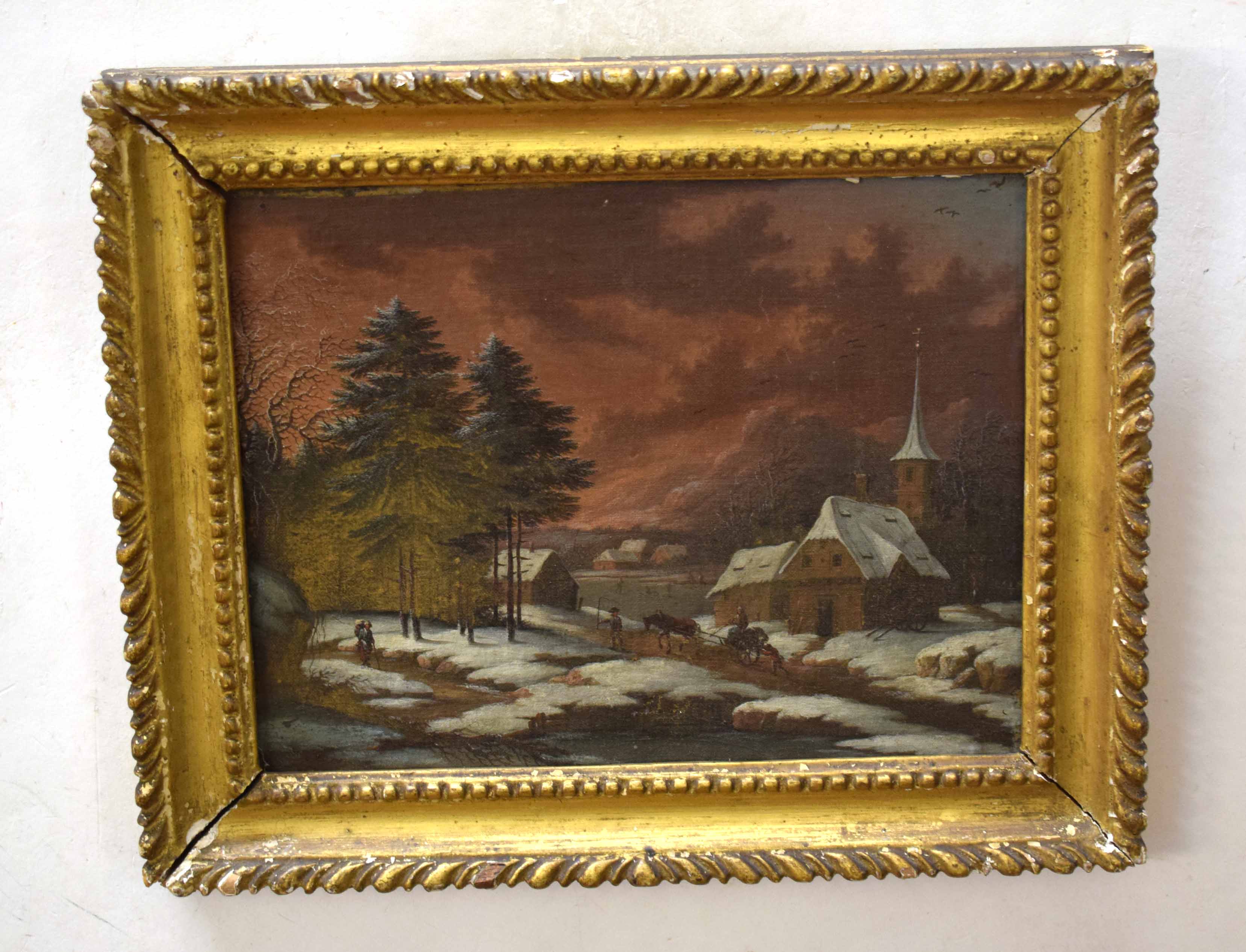 German School (18th/19th century) Winter landscape oil on panel, 17 x 22cm