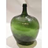 Large green glass shouldered vase or bottle, 53cm high