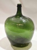 Large green glass shouldered vase or bottle, 53cm high