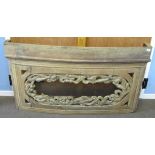 Interesting 19th century and later, probably French, carved pine etc double bed head, having heavily