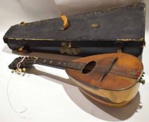 Vintage mandolin in case, 56cm long