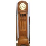 Early 20th century oak cased longcase clock of short proportions, 165cm high