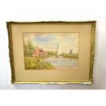 William Edward Mayes (1861-1952) Broadland scene watercolour, signed lower right, 24 x 34cm