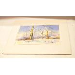 Frank Halliday (contemporary) Winter landscapes pair of watercolours, both signed, 24 x 35cm,