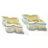 Pair of Grainger Worcester pin trays of basket form within blue borders (2)