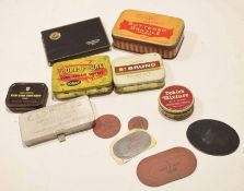 Box of various vintage tobacco and other tins