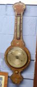 19th century rosewood wheel barometer with silvered dial and vernier, 100cm high