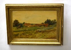 Leopold Rivers (1852-1905) Landscape with farmstead oil on board, signed lower right, 16 x 24cm