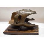 Unsigned unusual bronze sculpture in the form of a mythological skull, 28cm wide