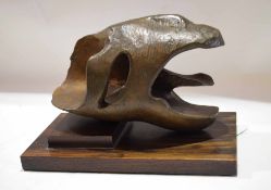 Unsigned unusual bronze sculpture in the form of a mythological skull, 28cm wide