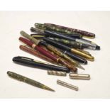 Collection of various vintage fountain pens, propelling pencils etc