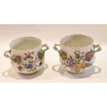 Pair of Thuringa jardinieres with rope handles and floral decoration in Meissen style (2)