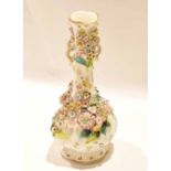 Mid-19th century English Porcelain vase, the white ground decorated with applied florets in