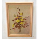 Enid Clarke (20th century) Flower study oil on board, signed and dated 71 lower right, 57 x 38cm