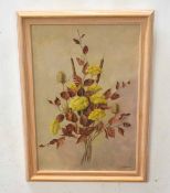 Enid Clarke (20th century) Flower study oil on board, signed and dated 71 lower right, 57 x 38cm