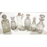 Collection of six 19th century cut glass decanters, four with stoppers (6)