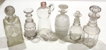 Collection of six 19th century cut glass decanters, four with stoppers (6)