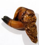 Vintage Meerschaum cheroot bowl in the form of a bearded man (shaft missing), 7cm long
