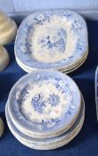 Quantity of mid 19th century English pottery all decorated with a floral print, the reverse with "