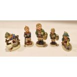 Group of Goebel figures modelled by Hummel, two of the village boy and other children figures