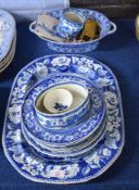 Collection of 18th and 19th century blue and white pottery and porcelain including a Delft tile, a