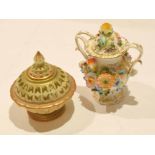 Royal Worcester reticulated vase and cover together with a Coalbrookdale style Coalport vase with