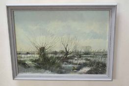 AR Colin W Burns (born 1944) Pheasants on Caister back marshes oil on canvas, signed lower left,