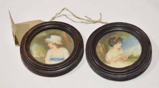 Pair of circular coloured prints of Victorian children