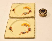 Two Royal Staffordshire rectangular dishes, entitled the "Biarritz", both with landscape designs,