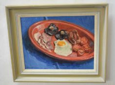 Jenny Bennett (20th century) Breakfast time oil on board, signed lower left, 34 x 44cm