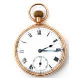 Gent's first quarter of 20th century hallmarked 9ct cased open faced pocket watch with button