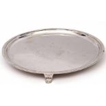 Late Victorian circular salver in George III style, having gadrooned rim, the centre with large
