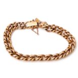 9ct stamped fancy link bracelet to a concealed box clasp and safety chain fitting, (a/f), gross