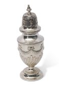 Large ornate Victorian lock top sugar caster, London 1900, Thomas Bradbury & Sons, weight 267g