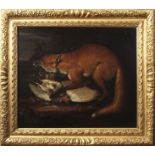 Attributed to Pieter Andreas Rysbraeck (1690-1748) Fox with game bird oil on canvas, 62 x 74cm