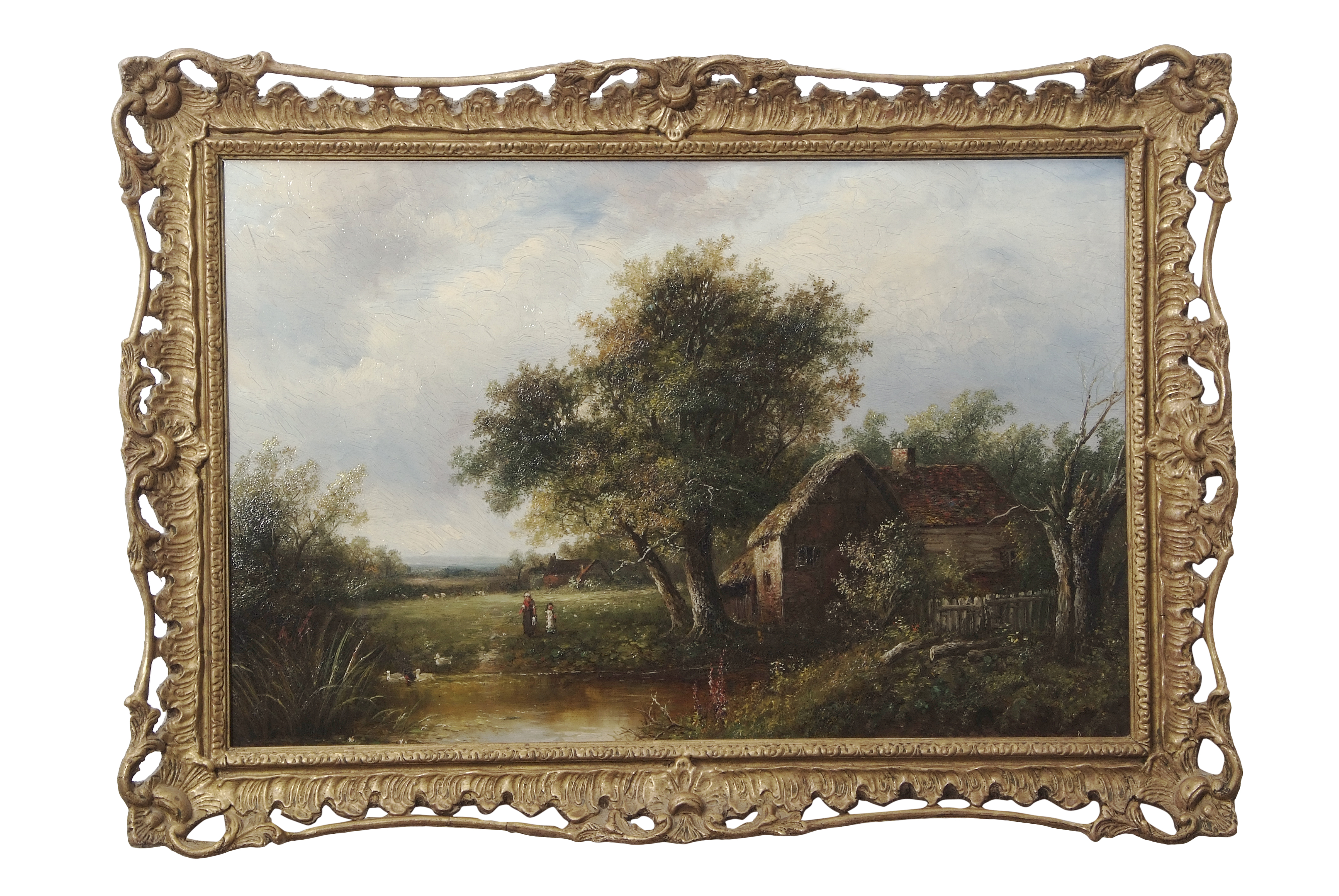 Joseph Thors (act 1863-1900) Rural landscapes pair of oils on canvas, one signed, 37 x 58cm (2) - Image 2 of 2