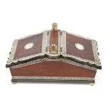 Anglo-Indian bone/ivory mounted decorative box of rectangular form of two sloping lifting covers