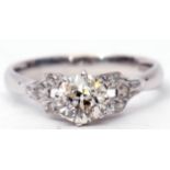 Single stone diamond ring, the brilliant cut diamond 0.75ct approx, multi-claw set and raised