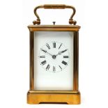 Last quarter of 19th/first quarter of 20th century brass and glass cased carriage clock with blued