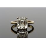 Diamond single stone ring, the emerald cut diamond weighing 4.33ct, the stone set in 18ct yellow and