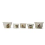 Group of five Royal Worcester small bowls, all well painted with birds by William Powell, with