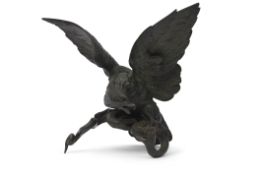 Patinated bronze study of an eagle and a snake (probably formerly mounted on a socle), unsigned,