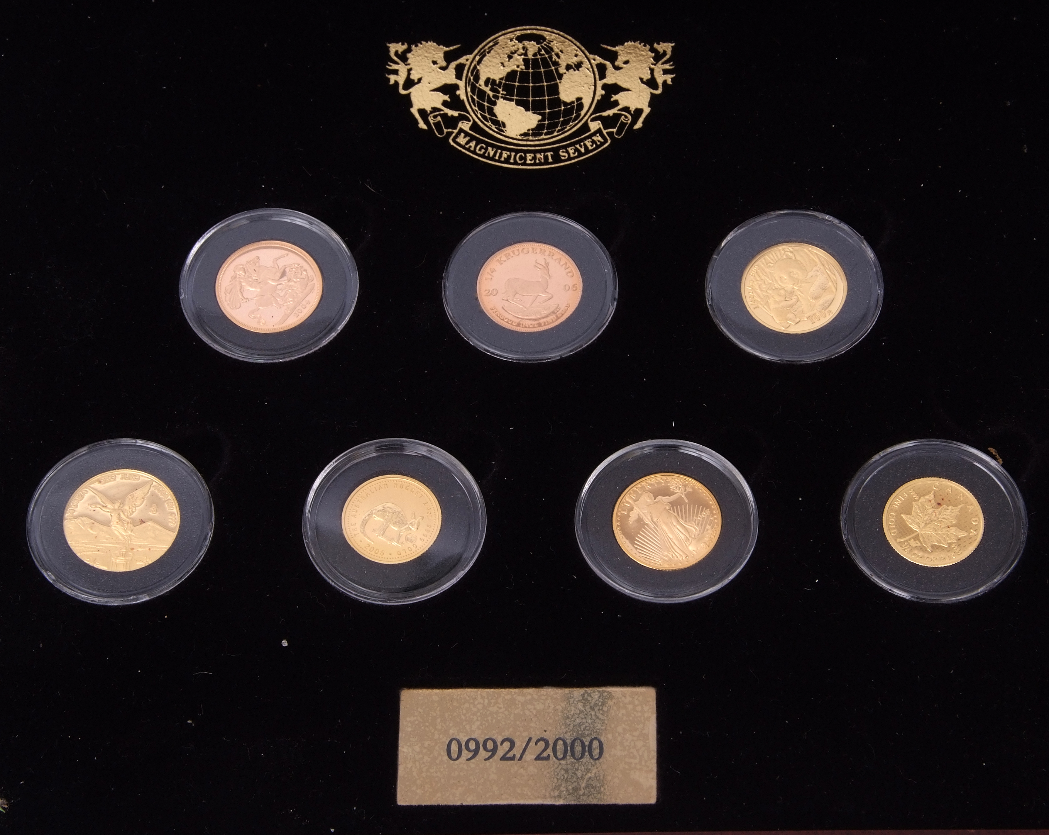 London Mint Office "Magnificent Seven" collection of gold coins comprising UK 2004 sovereign, South - Image 2 of 3