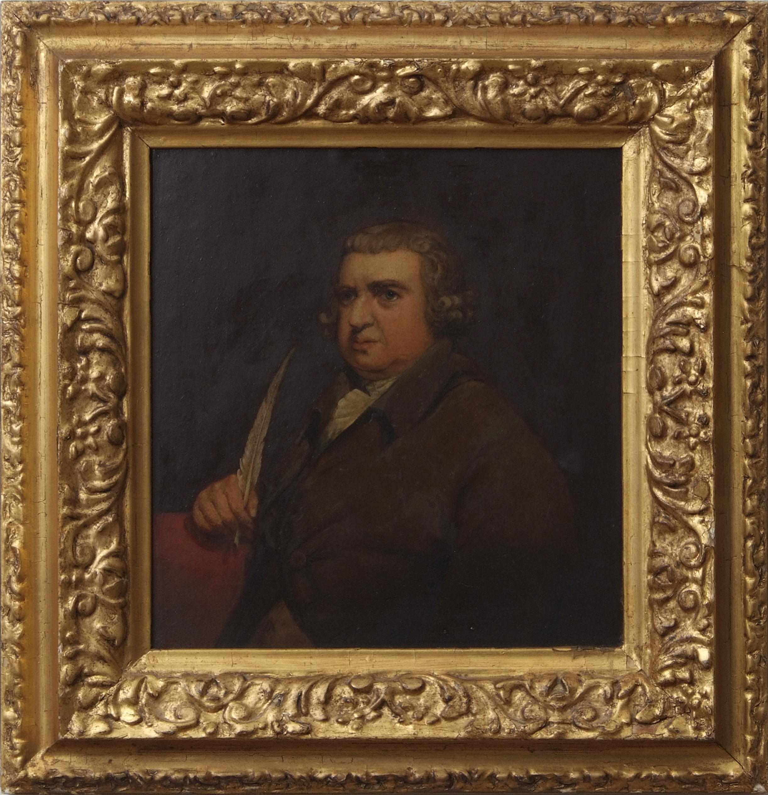 After Joseph Wright of Derby (1734-1777) "Erasmus Darwin" oil on panel, 24 x 22cm