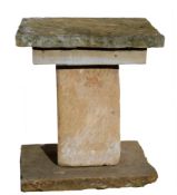 Large cement or composition garden pedestal, stepped top on a square support with similar base, 78cm