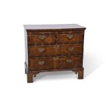 Late 18th century and later figured walnut and cross banded chest of two short over two long full