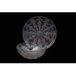 Lalique bowl moulded with thistles, together with a large Lalique dish, again moulded with
