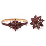 Mixed Lot: Victorian Bohemian garnet bracelet, the starburst design applied to a hinged garnet set