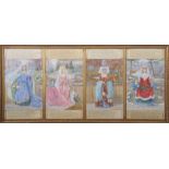 Christine M Wells, ABWS (19th/20th century) "The Four Seasons" set of four watercolours in one