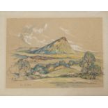 Kenneth Steel, RBA, SGA, (1906-1970) Landscape scene pencil and watercolour, signed lower left, 32 x